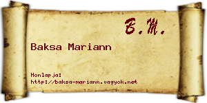 Baksa Mariann névjegykártya
