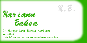 mariann baksa business card